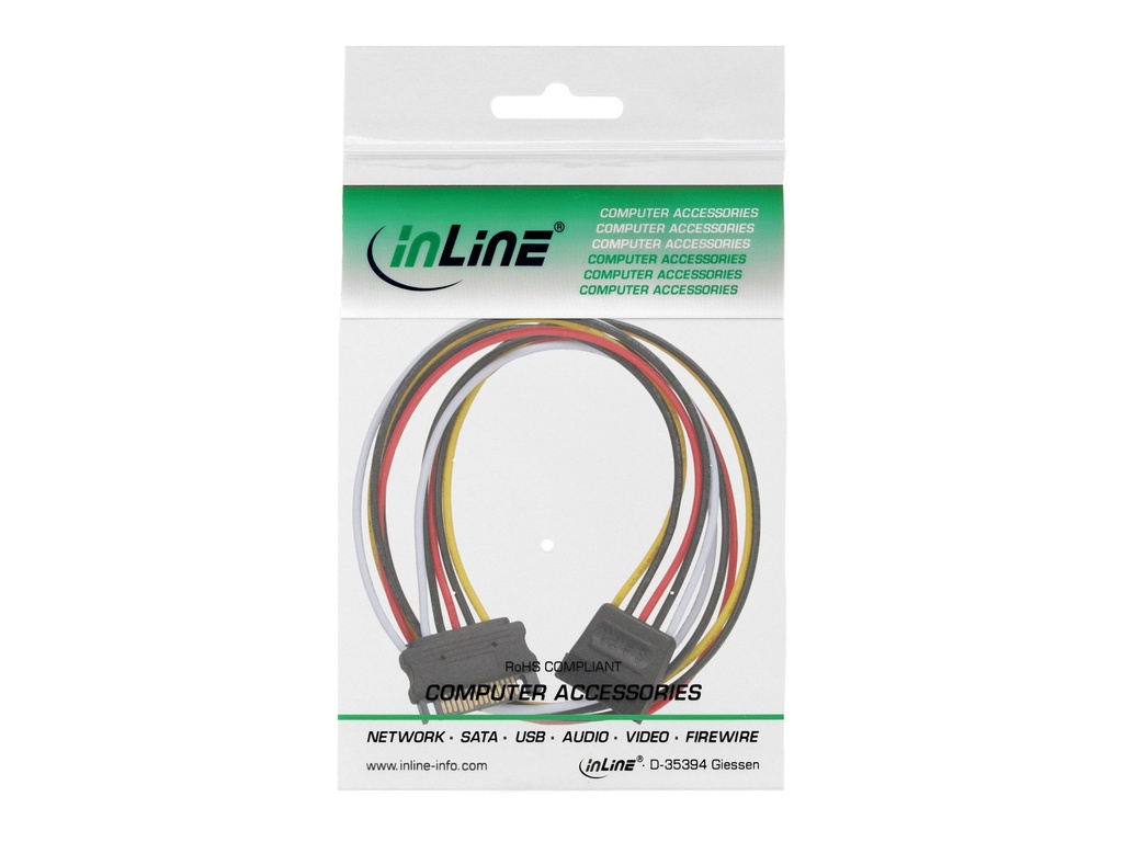 [1300074] INLINE ® Strom Verlängerung intern, SATA Stecker/Buchse, 0,3m