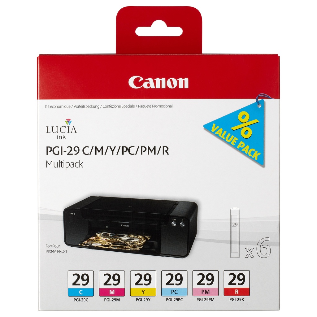 CANON PGI-29 Cyan/Magenta/Gelb/PC Photo-Cyan/PM Photo-Magenta/R Rot Tinten Mult