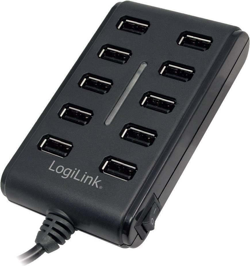 Logilink USB-Hub 10-Port mit Netzteil schwarz