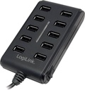 Logilink USB-Hub 10-Port mit Netzteil schwarz