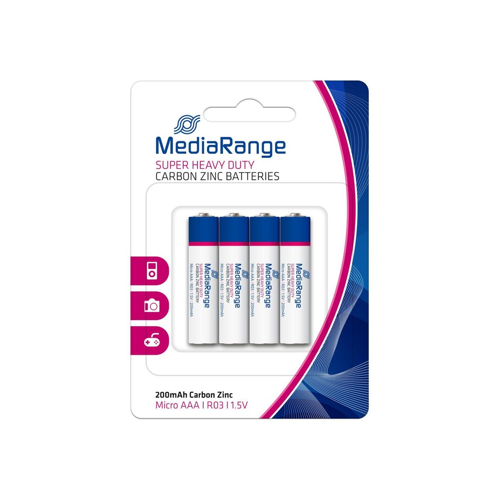 MEDIARANGE Batterie Mediarange micro AAA Carbon-Zink/R03 1,5V 4stk