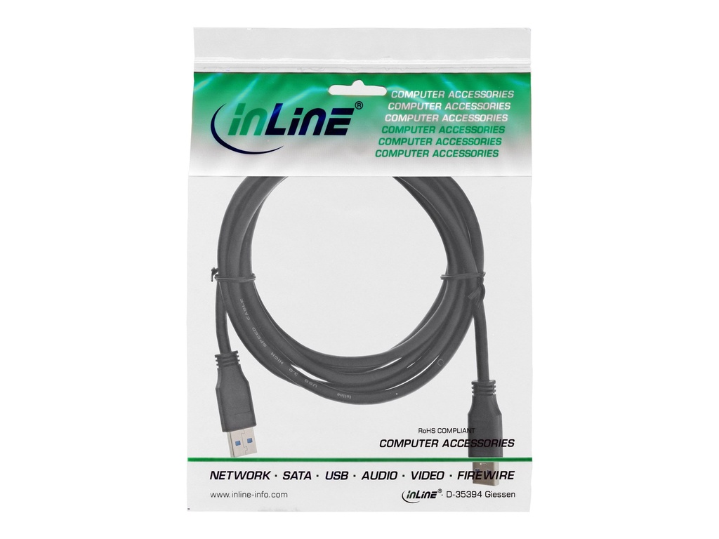 INLINE ® USB 3.0 Kabel, A an A, schwarz, 5m