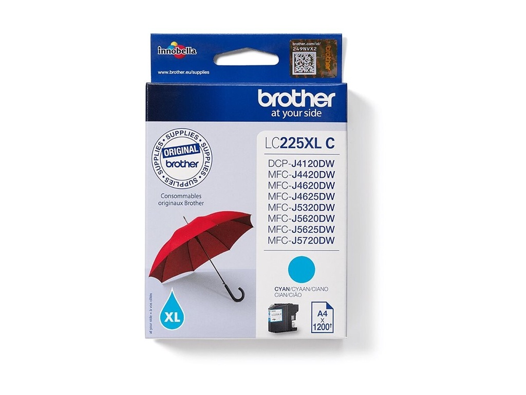 BROTHER LC-225XLC Druckerpatrone cyan 1.200 Seiten