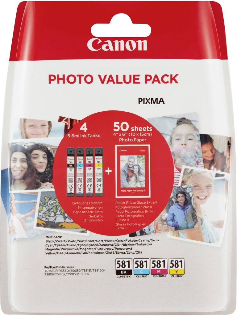 CANON CLI 581 C/M/Y/BK Photo Value Pack 4er Pack Schwarz, Gelb, Cyan, Magenta T