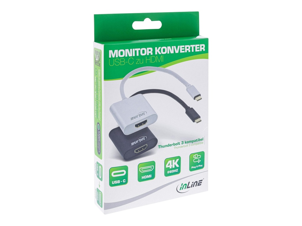 INLINE USB Display Konverter, USB-C Stecker zu HDMI Buchse (DP Alt Mode), 4K2K,