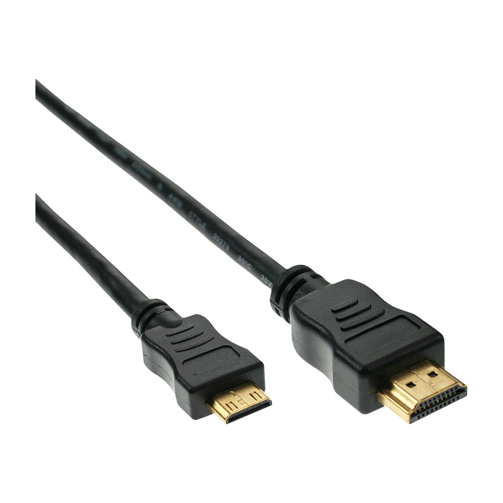 INLINE HDMI Mini Kabel HDMI St auf Mini St verg. Kontakte schwarz 1m