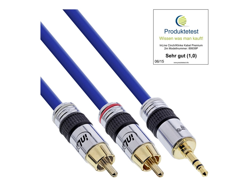 INLINE Cinch/Klinke Kabel PREMIUM 2xCinch St an 3,5mm Klinke St, 1m