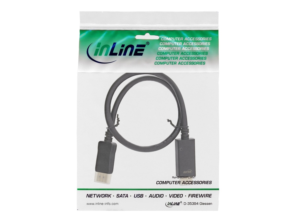 INLINE DisplayPort zu HDMI Konverter Kabel 4K/60Hz schwarz 3m