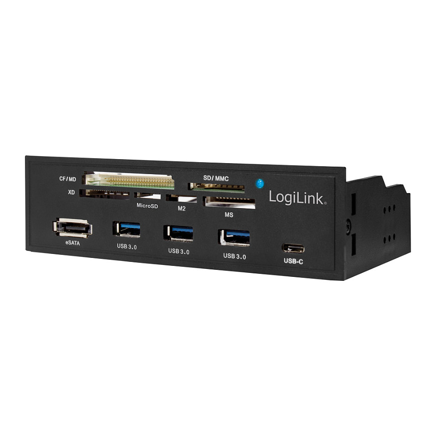 LOGILINK USB HUB 3.0 mit 6-fach Kartenleser schwarz