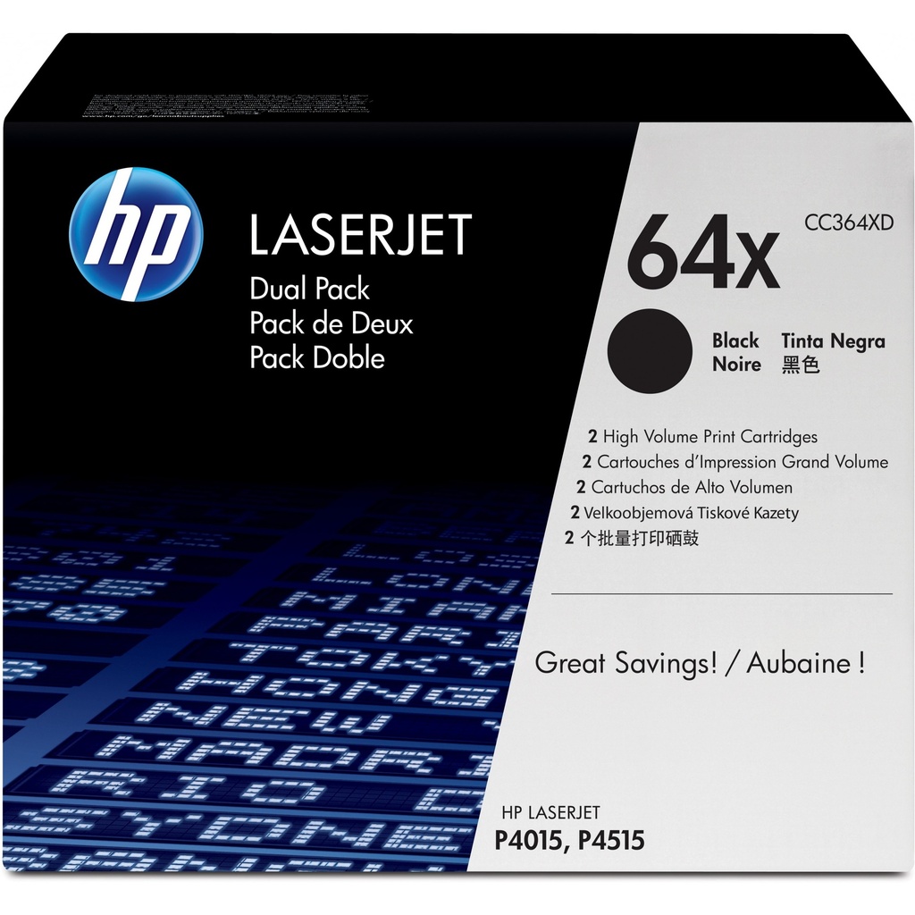 HP 64X 2er Pack Schwarz LaserJet Tonerpatrone (CC364XD)