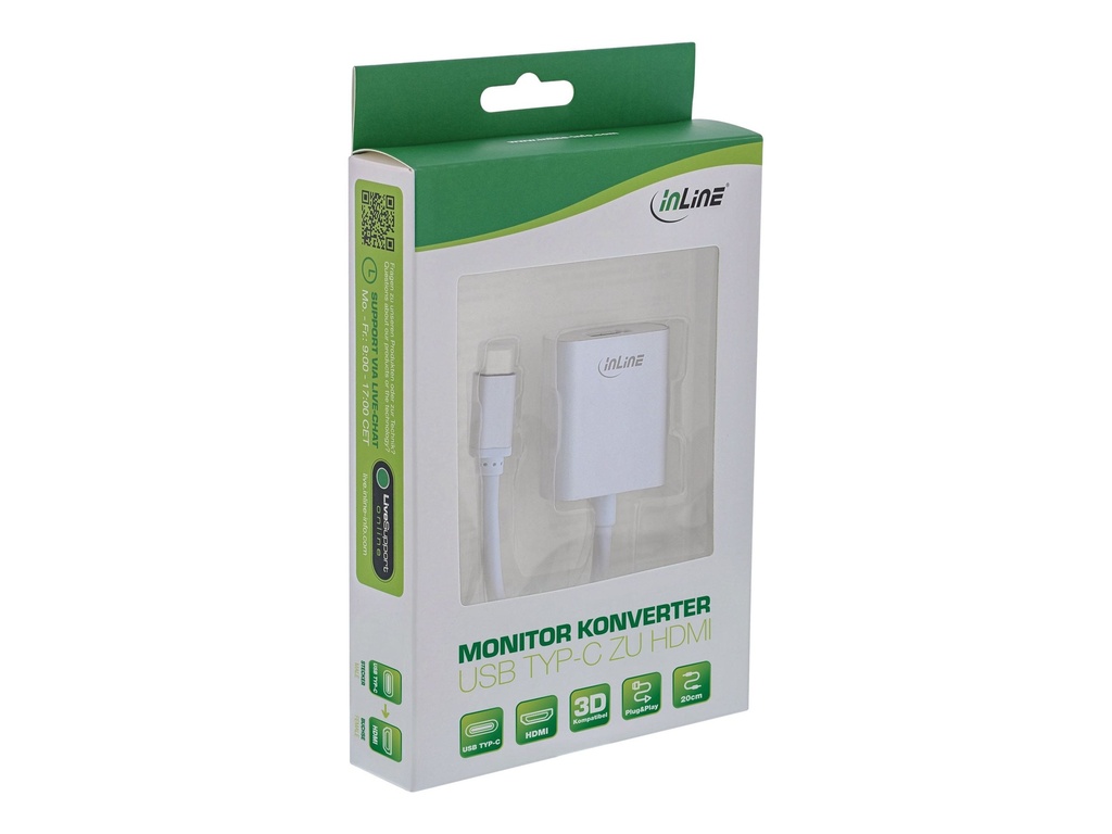 INLINE USB Display Konverter USB Typ-C Stecker zu HDMI Buchse DP Alt Mode 4K2K