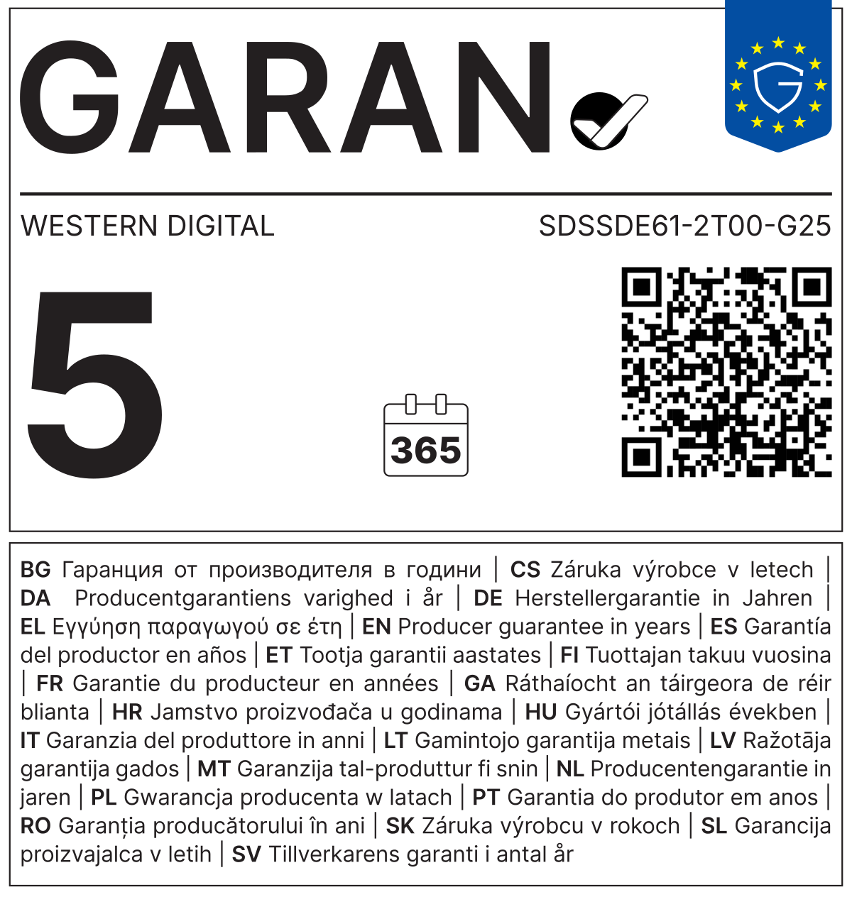 Label zur Herstellergarantie nach Anhang der Durchführungsverordnung (EU) 2025/1960