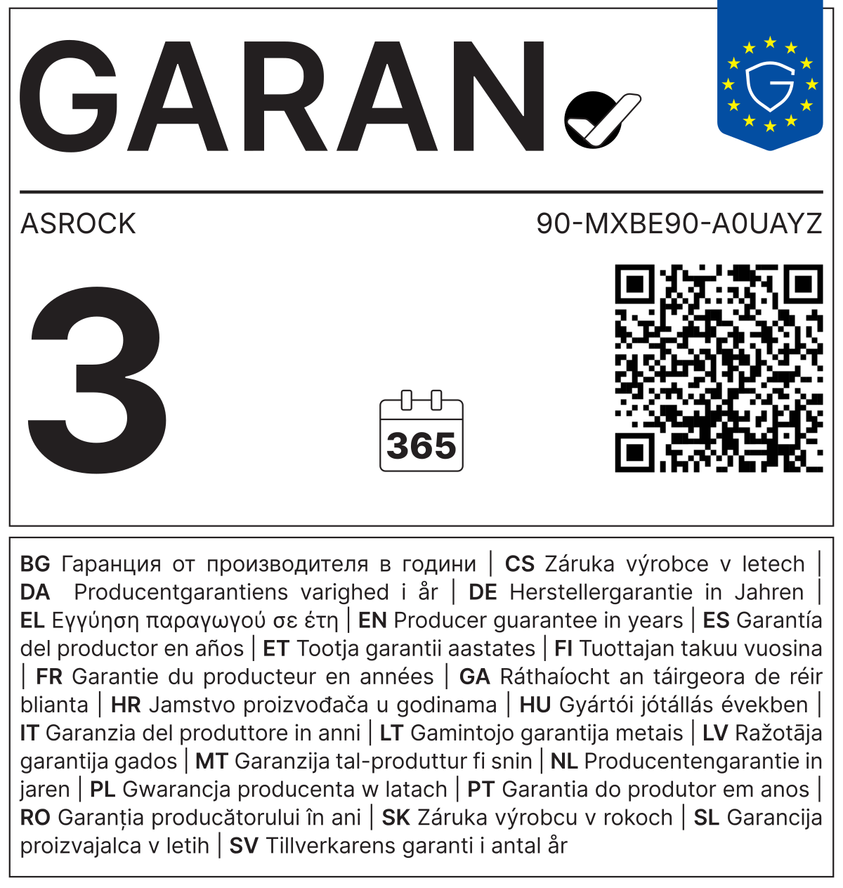 Label zur Herstellergarantie nach Anhang der Durchführungsverordnung (EU) 2025/1960