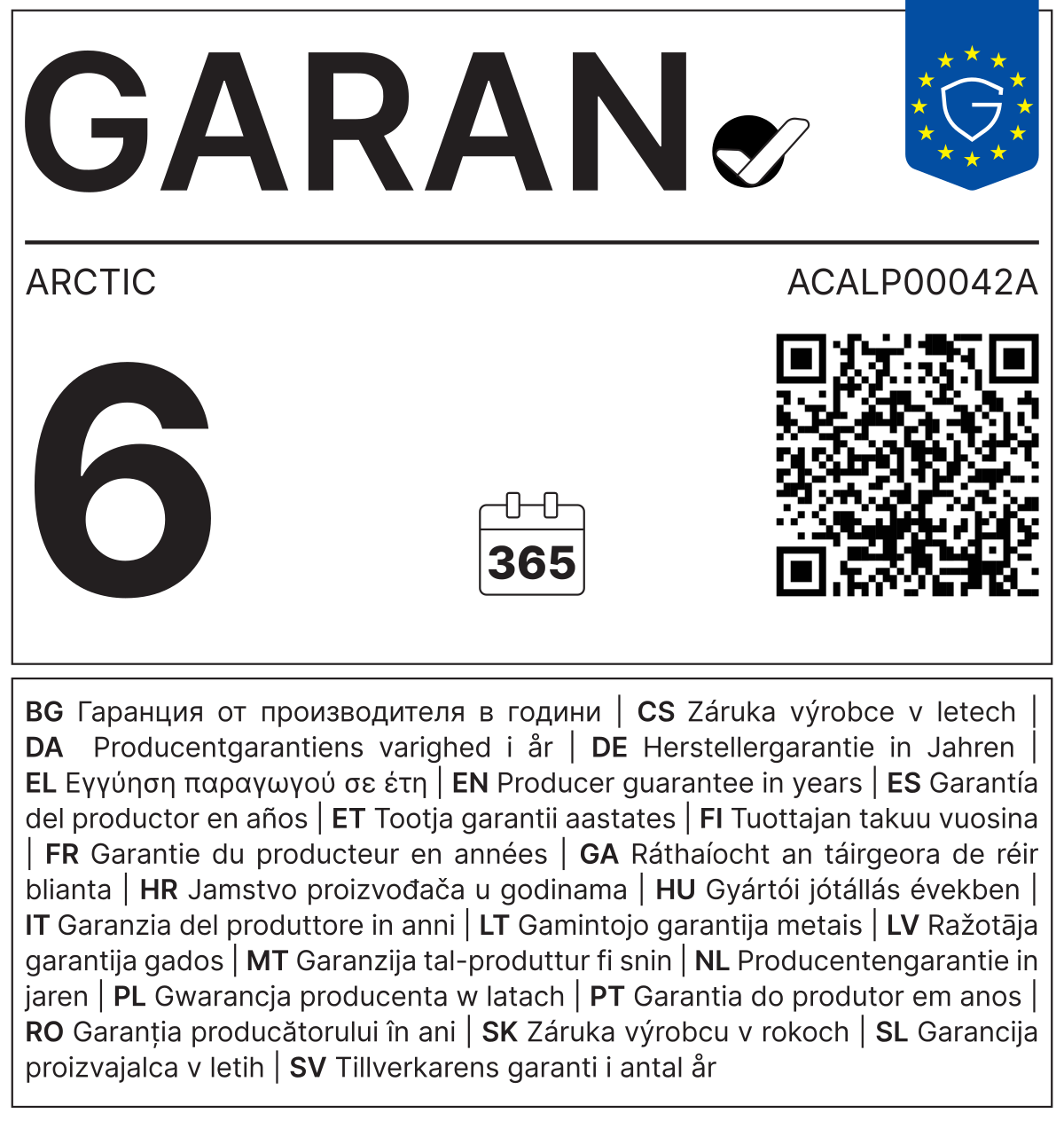 Label zur Herstellergarantie nach Anhang der Durchführungsverordnung (EU) 2025/1960
