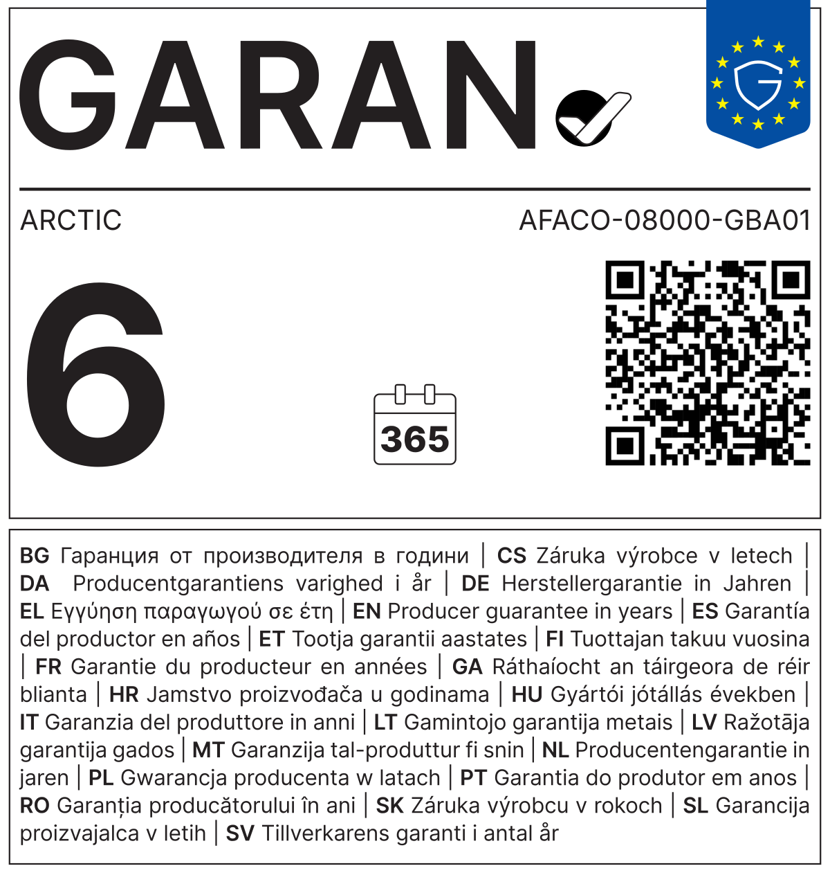 Label zur Herstellergarantie nach Anhang der Durchführungsverordnung (EU) 2025/1960