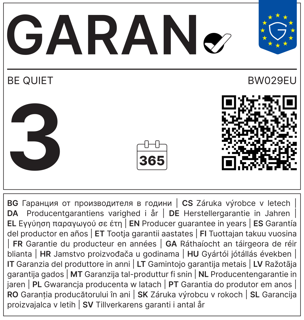 Label zur Herstellergarantie nach Anhang der Durchführungsverordnung (EU) 2025/1960